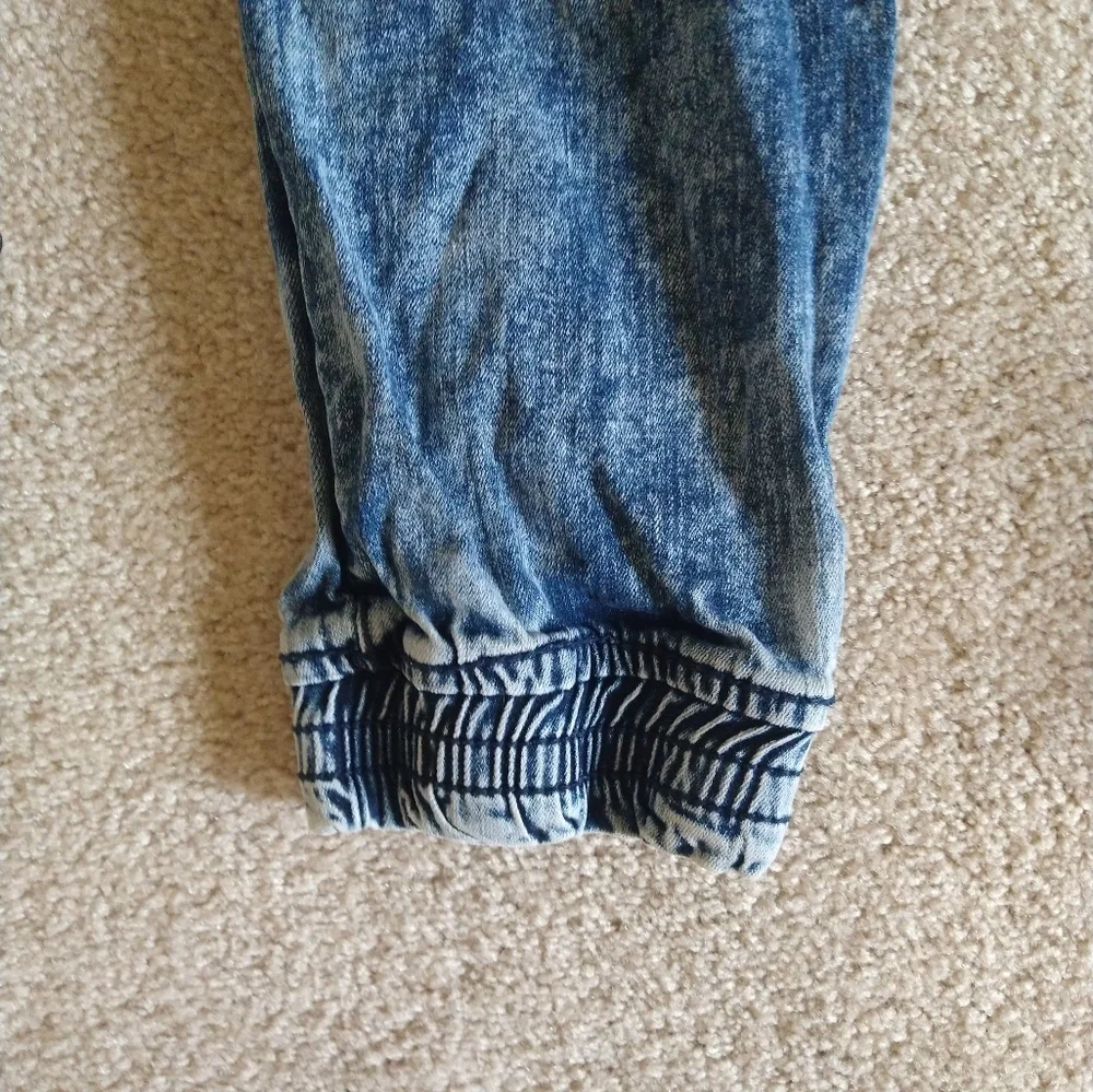 Smoke Rise Jeans Men'38x30 Slim Tapered Fit Distressed Blue Elastic Waist Ham‎